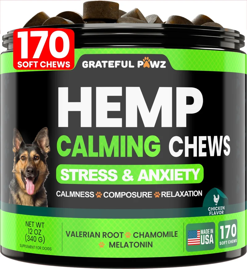 Grateful Pawz – Friandises Calmantes au Chanvre pour Chiens – Anxiété et Sommeil