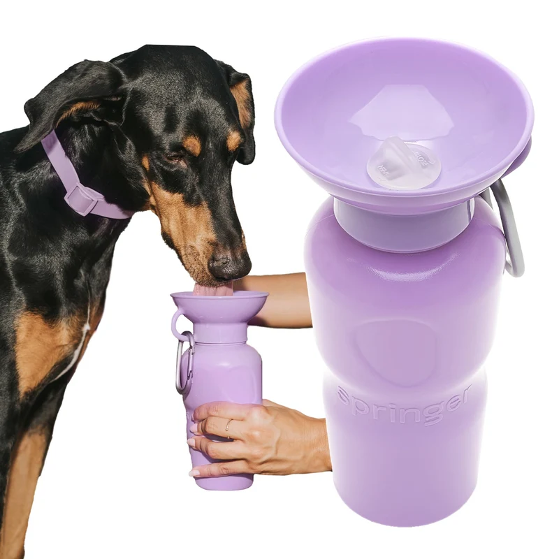 Springer Bouteille d’eau pour chien | Distributeur portable 22 oz Lilas – Anti-fuite