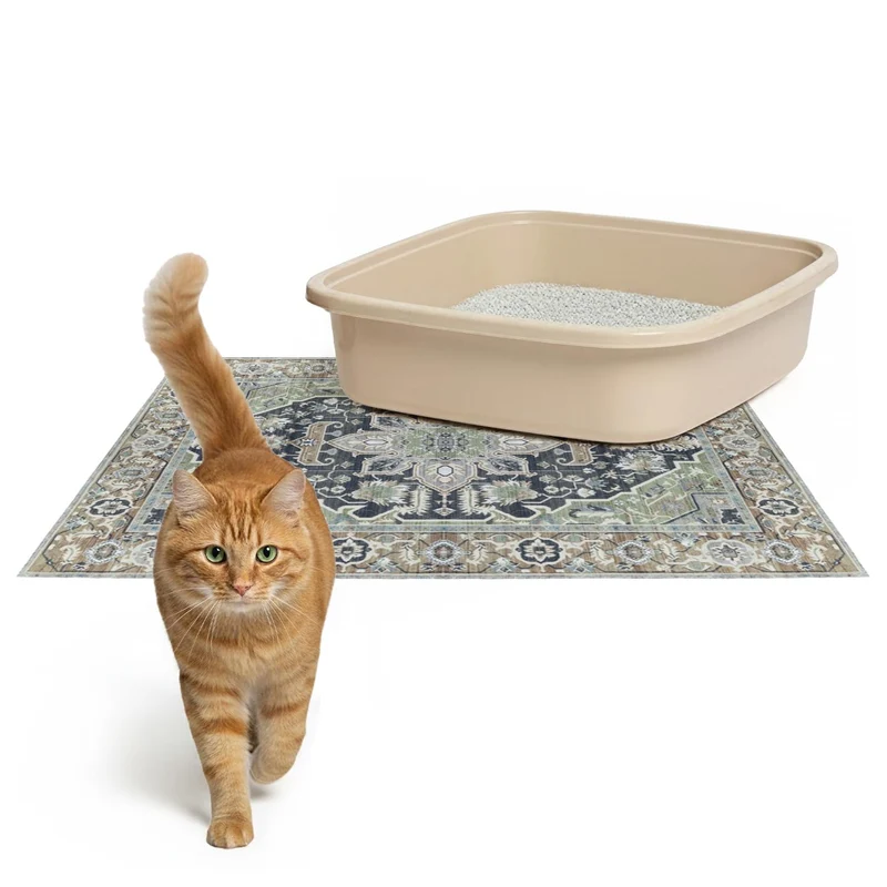 Lovewag Pets Tapis Litière Chat – Ensemble de 2, 16x24 cm, Lavable en Machine, Étanche et Anti-Dérapant – Sage Forest