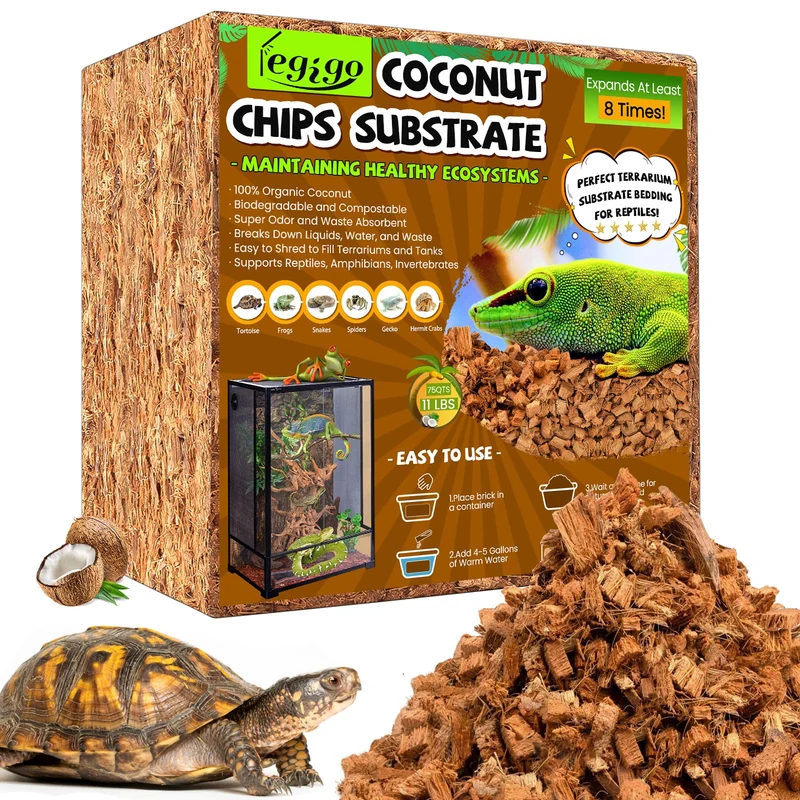 Legigo Substrat Coco pour Reptiles – 10 lb, Copeaux Naturels Compressés