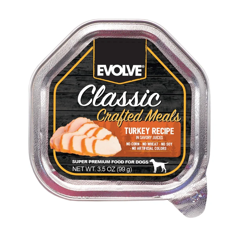 Evolve Classic Meals Dinde – Repas en boîte pour chien (Pack de 15)