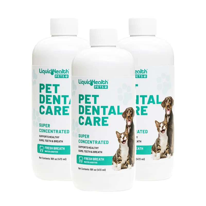 LIQUIDHEALTH Additif eau dentaire pour chiens et chats — Haleine fraîche rapide (3-paquets)
