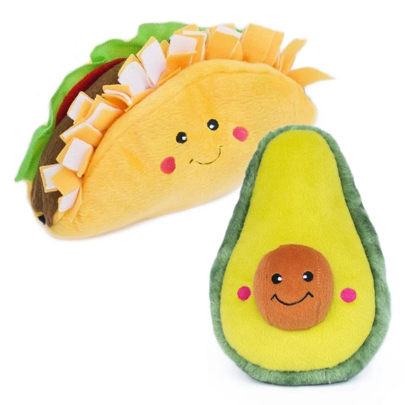 ZippyPaws NomNomz Taco & Avocat – Jouets Sifflets Doux pour Chiens Petits et Moyens