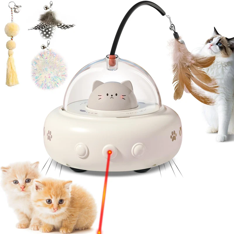 Simxihong Laser Chat : Jouet Interactif 2 en 1 (Laser + Plume) Rechargeable