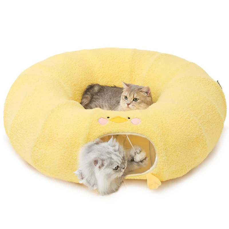 EHEYCIGA Tunnel-chat 2-en-1 : Nid-tunnel douillet pour chats et petits animaux