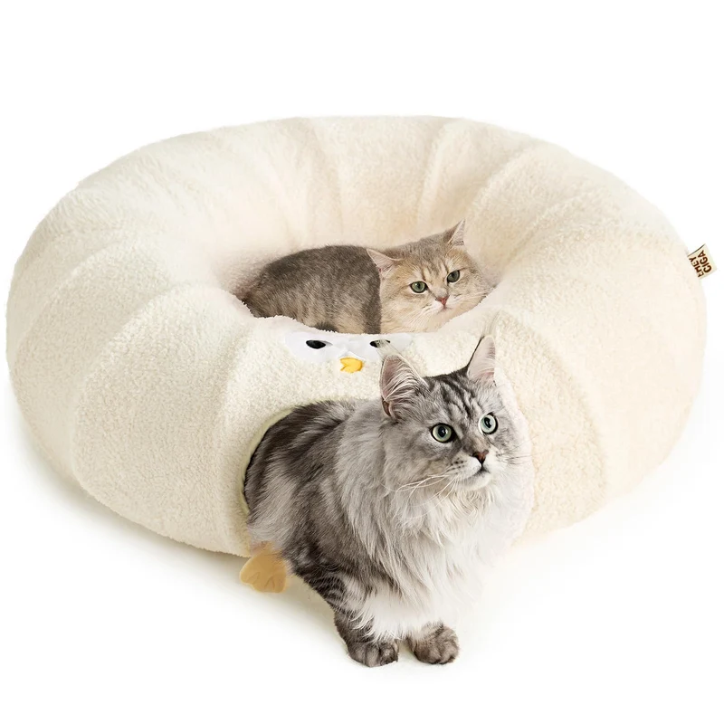 EHEYCIGA Tunnel pour Chat 2-en-1 — Tunnel de jeu et espace repos avec coussin lavable