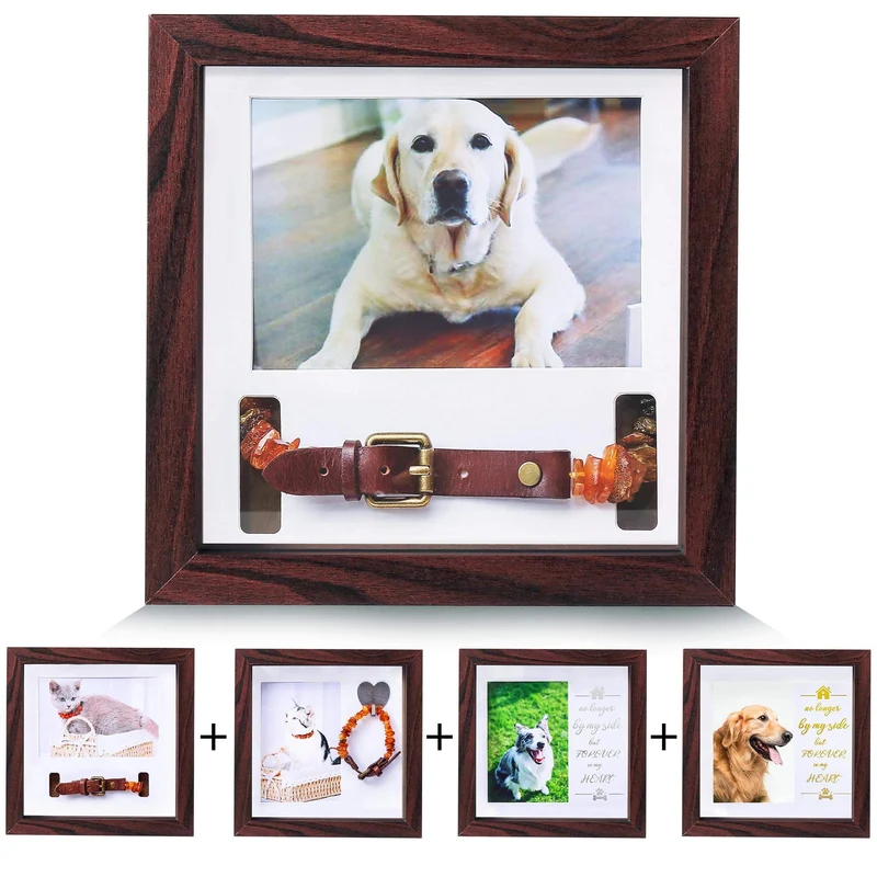 KCRasan Cadre Mémorial Animaux – Cadre Souvenir Chien/Chat en Acajou