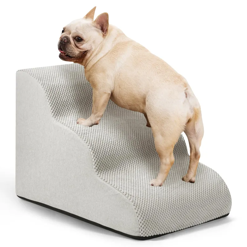 Aodisman – Rampe et Escalier pour Petits Chiens et Chats, 3 Étapes, Gris Clair