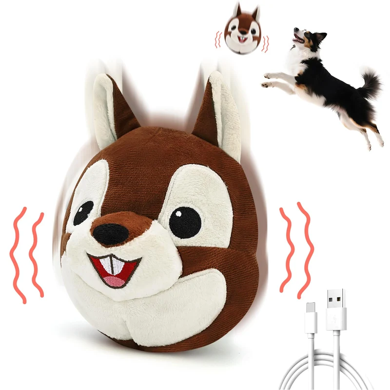 Jouet interactif pour chien VYsTN – Bascule auto, mouvement et son, écureuil qui parle