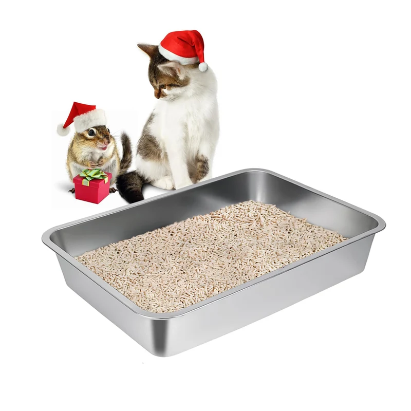 LIHONG Boîte à litière en inox pour chats et petits animaux – Durable, sans odeur et facile à nettoyer