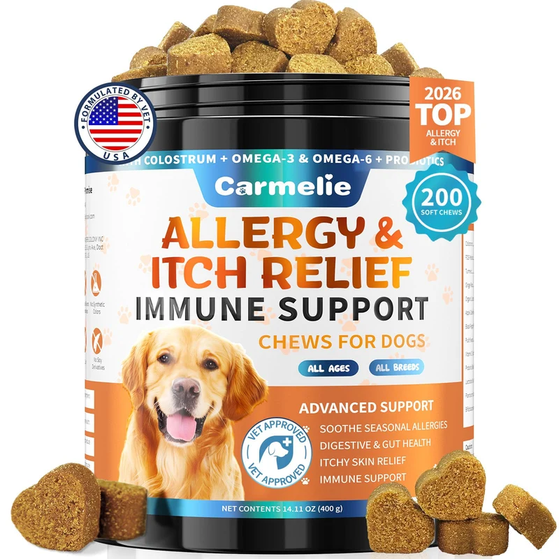 Carmelie Gommes Anti-Allergie pour Chiens – 200 Gommes au Poulet