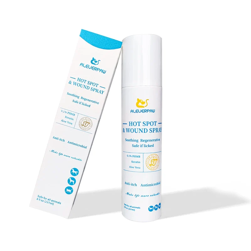 ALEVERPAW Traitement des zones irritées – Spray apaisant pour chiens et chats, 236 ml