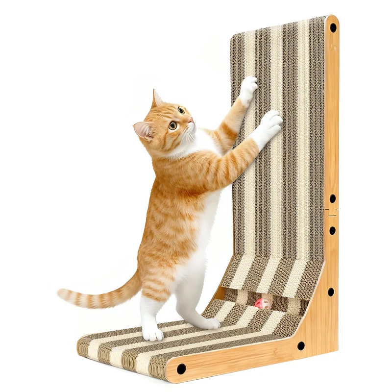AETHERPAW Griffoir pour chat – 3 en 1, en forme de L, 60 cm, carton haute densité