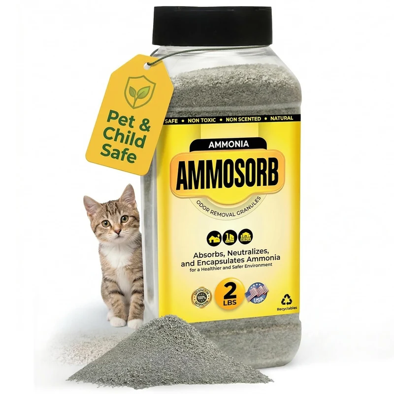 AMMOSORB — Granulés Déodorants Naturels pour Litière (2 lb) – Neutralise l’Odeur d’Ammoniaque à la Source