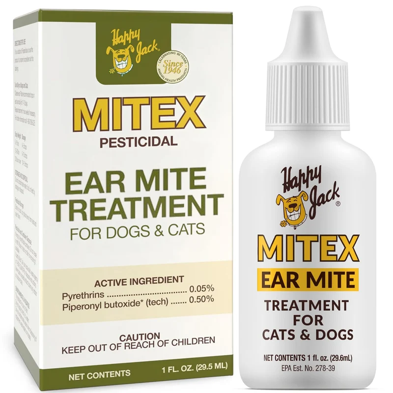 Happy Jack Mitex — Traitement des mites d’oreilles pour chats et chiens (1 once)