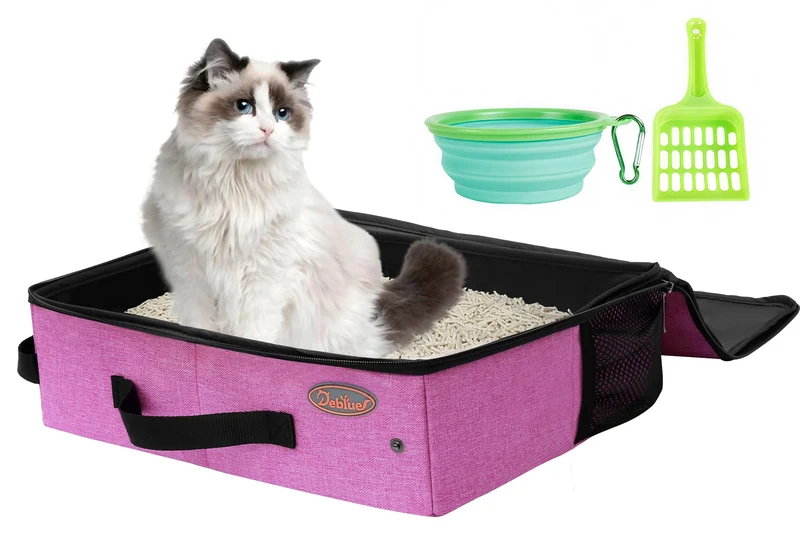 Deblue Litière portable pour chat – Litière pliable et étanche pour voiture