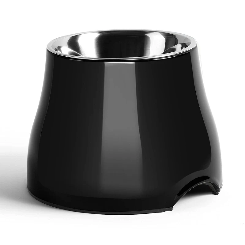 FluffyDream Bols Élevés pour Animaux – Antiglisse, Bol Inox Amovible, Grande Capacité (Noir Foncé, M 540 ml)