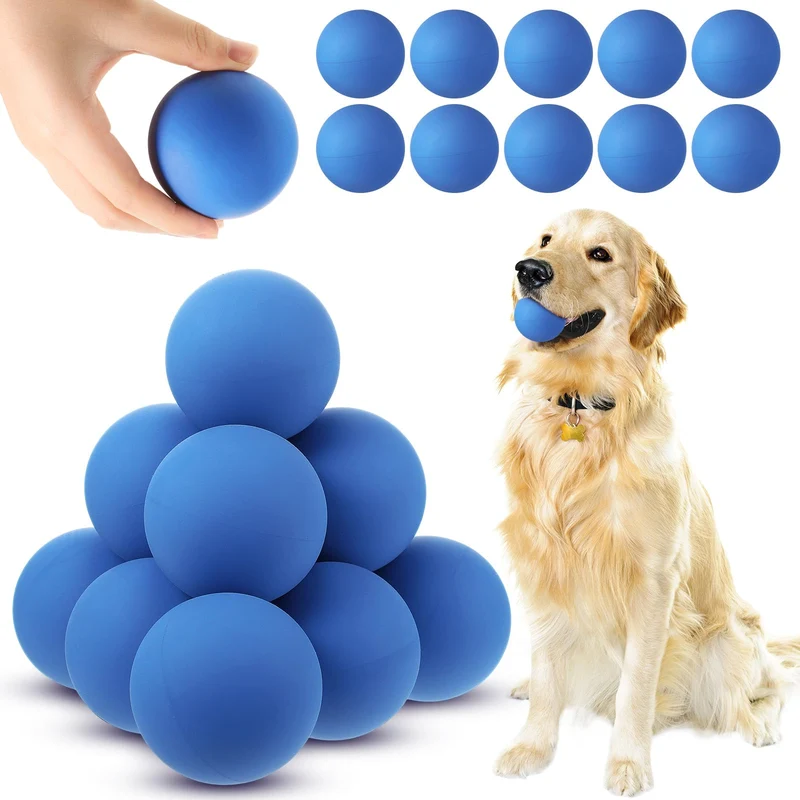Hiboom – Ensemble de 15 balles en caoutchouc naturel pour chiens, diamètre 2,4 pouces, rebond élevé et flottantes (bleu)