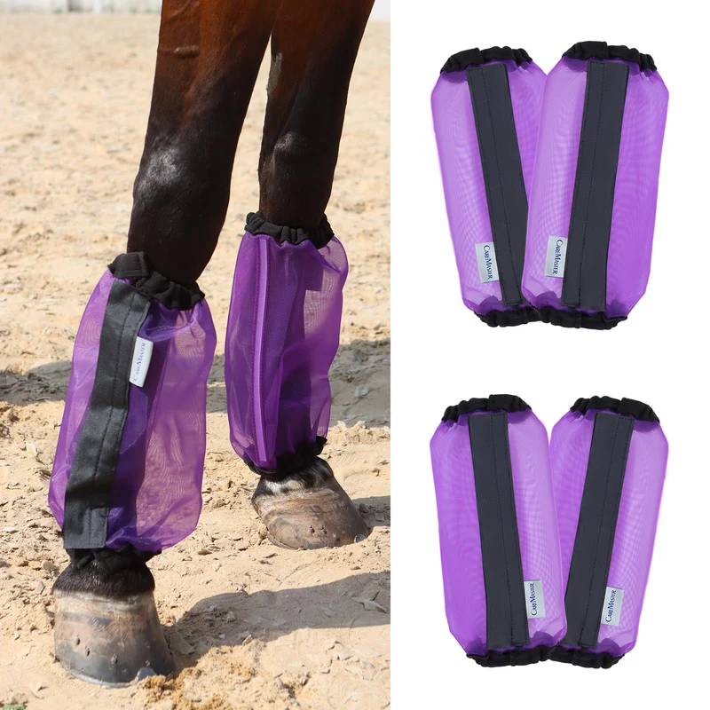 CareMaster Jambières cheval en maille fine – Bottes anti-insectes respirantes (set de 4) Violet