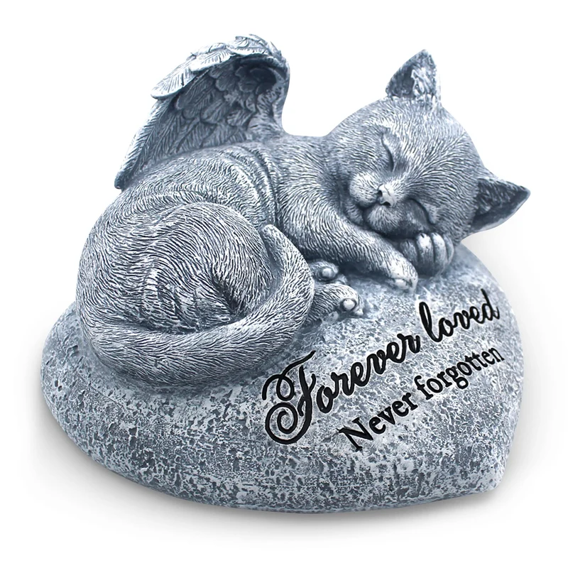 Orchid Valley Statue Chat Endormi – Pierre Mémoriale Jardin pour Chats, Cadeau Sympathie