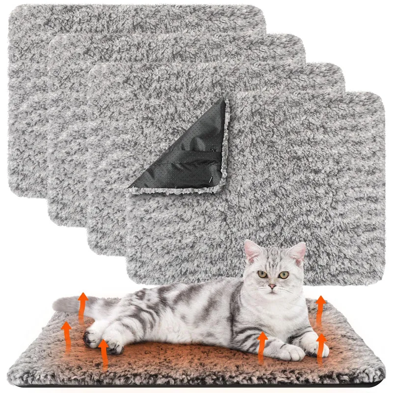 Drydiet Tapis Chauffant Auto-Chauffant 4 Tapis – 40×50 cm Gris pour Chats et Chiens