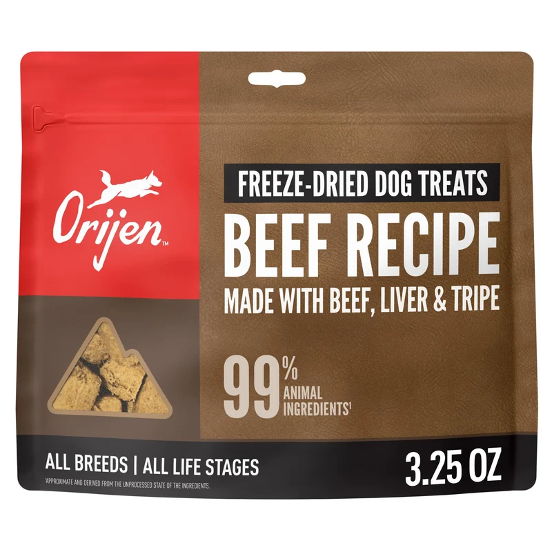 ORIJEN – Friables lyophilisées à haute protéine Recette Bœuf Élevé au Ranch, Sans Céréales, 3,25 oz