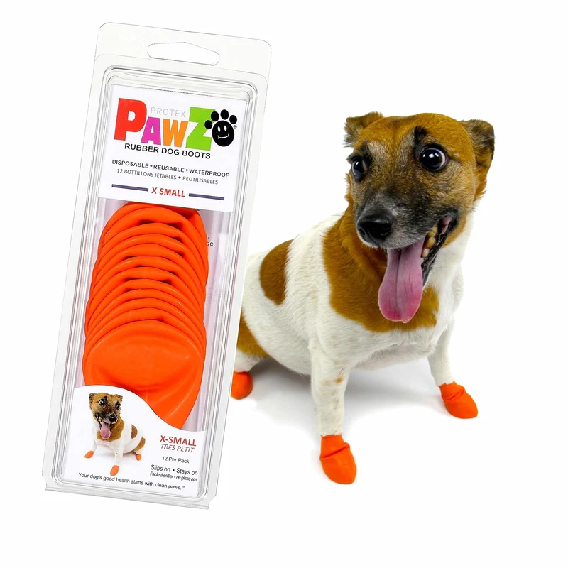 Protex PawZ Bottes pour Petites Pattes – Orange XS, Imperméables et Antidérapantes | Lot de 12