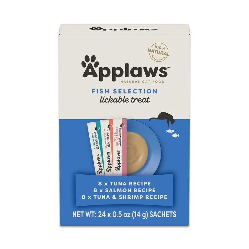 Applaws Friandises Lickables pour Chat – Purée Naturelle Sans Céréales, 24 Sachets 0,5 oz