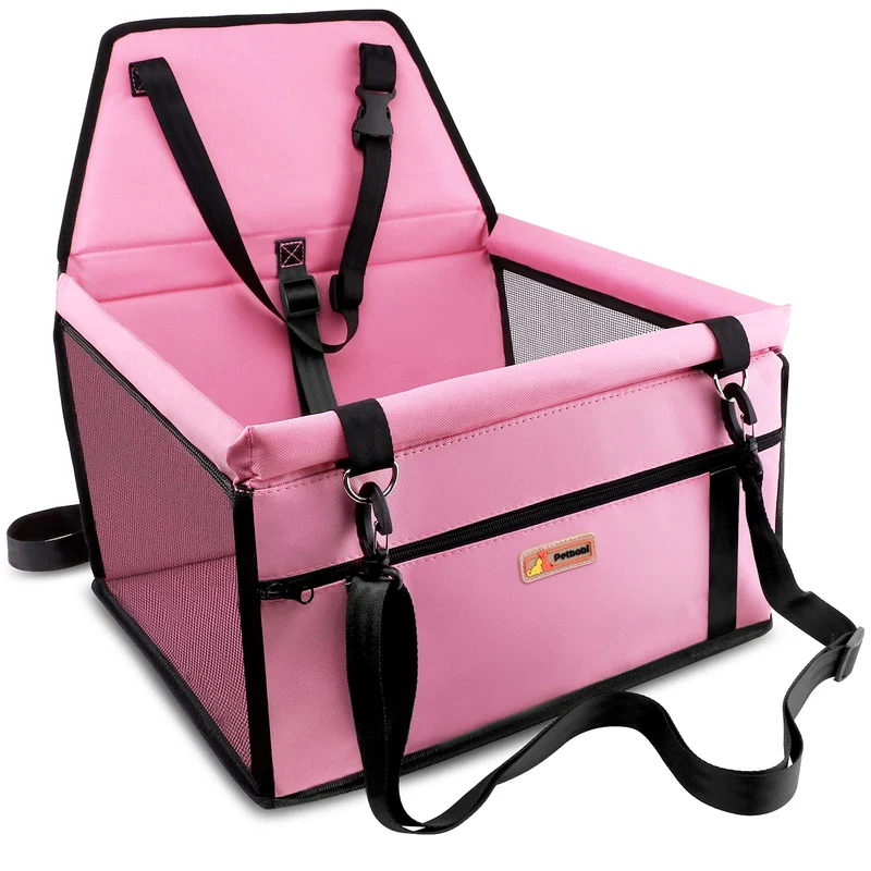 Petbobi Siege Auto Renforcé Rose pour Chien et Chat – Transport Portable et Respirant