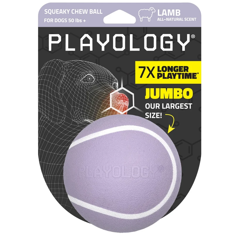 Playology Balle à Mâcher qui Couine – Balle Jumbo pour Chiens | Flottante, Durable, Senteur Naturelle