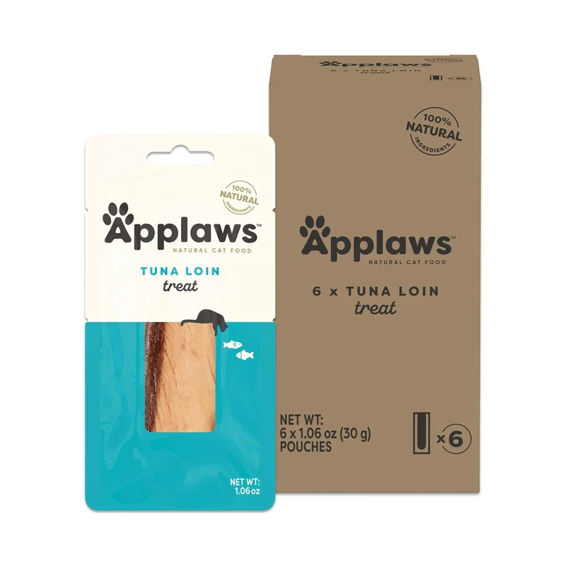 Applaws Friandises pour chat – Filet de thon entier, ingrédient unique, sans céréales (6 x 30 g)