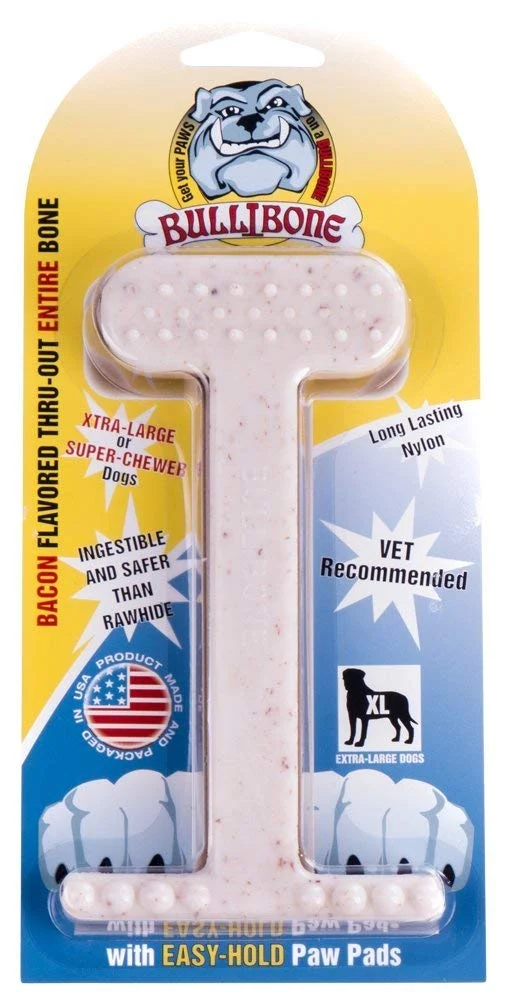 Bullibone Os en Nylon – Jouet à mâcher robuste pour chiens agressifs, saveur bacon