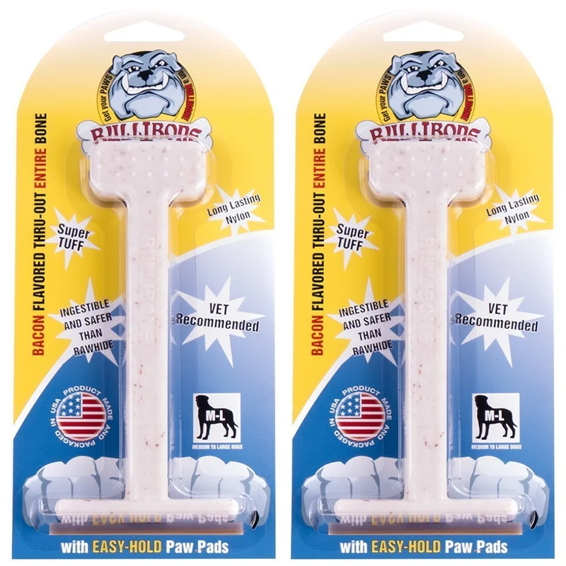 Bullibone Os Nylon – Jouet à Mâcher Durable Bacon Pour Chiens Agressifs | Lot de 2
