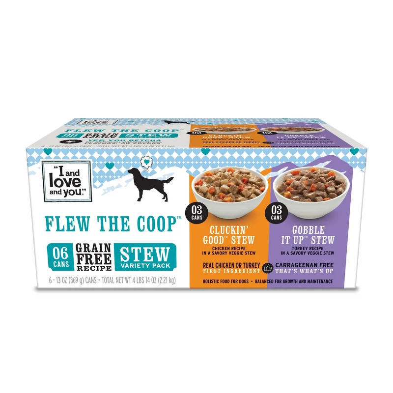 Alimentation humide pour chien I AND LOVE AND YOU – Pack Flew The Coop (Poulet + Dinde) 6x13oz