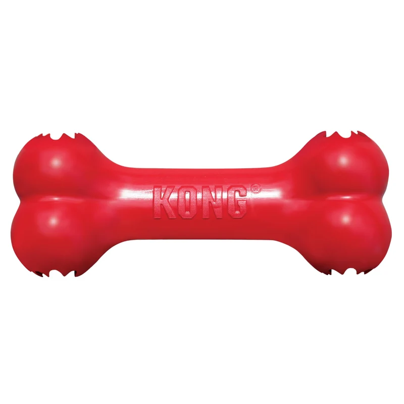KONG Goodie Bone – Os en Caoutchouc Naturel Durable (Rouge) pour Chiens de Grande Taille | Dispense de Friandises