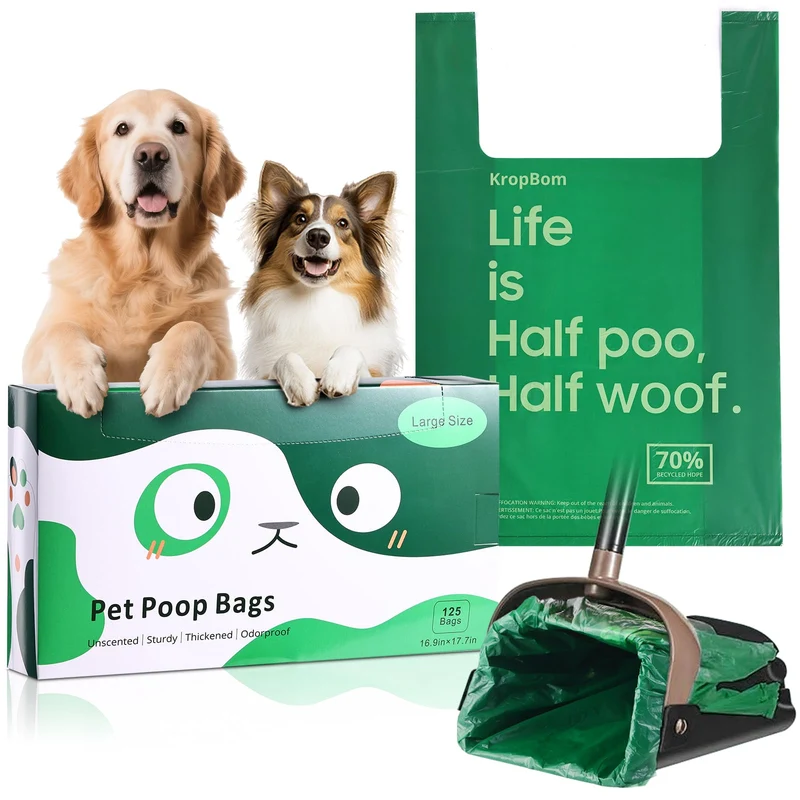 KropBom – Lot de 125 Sacs Déchets Canins Extra-Larges, Résistants, Sans Odeur, Pour Poubelle Pivot A&H