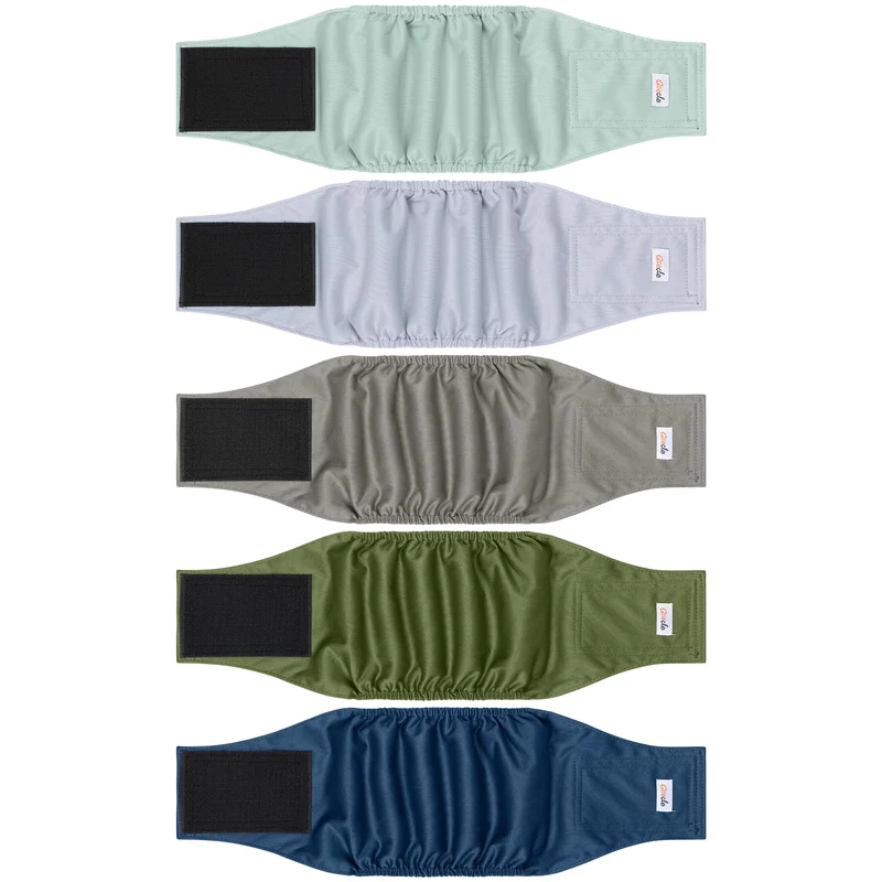 Grecle — Lot de 5 Bandes Vent­rales pour Chien Mâle, Réutilisables et Haute Absorption – Vert S