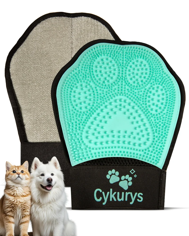 Gant Anti-Poils Cykurys 2-en-1 pour Chiens et Chats | Grooming et Nettoyage