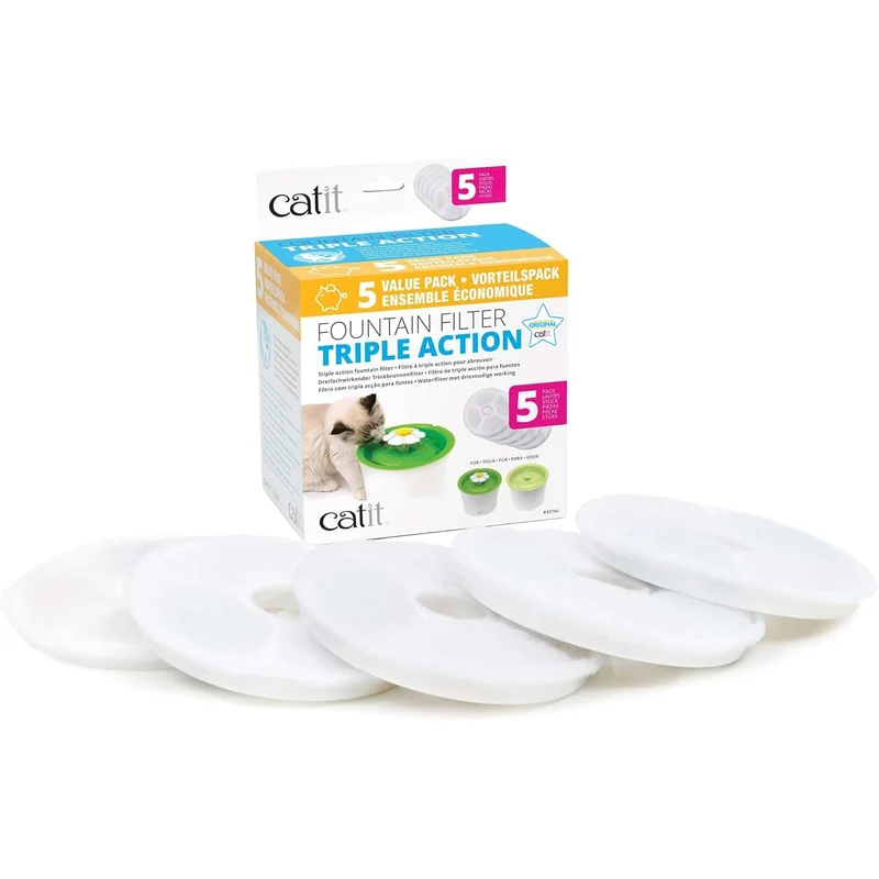 Filtres Catit Triple Action – Lot de 5 pour fontaines Catit (d’origine Catit)