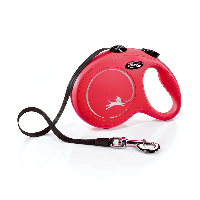 FLEXI New Classic Laisse Rétractable pour Grands Chiens jusqu’à 50 kg – 16 pieds, Rouge | Anti-Tangle, Frein à Une Main | Qualité Allemande