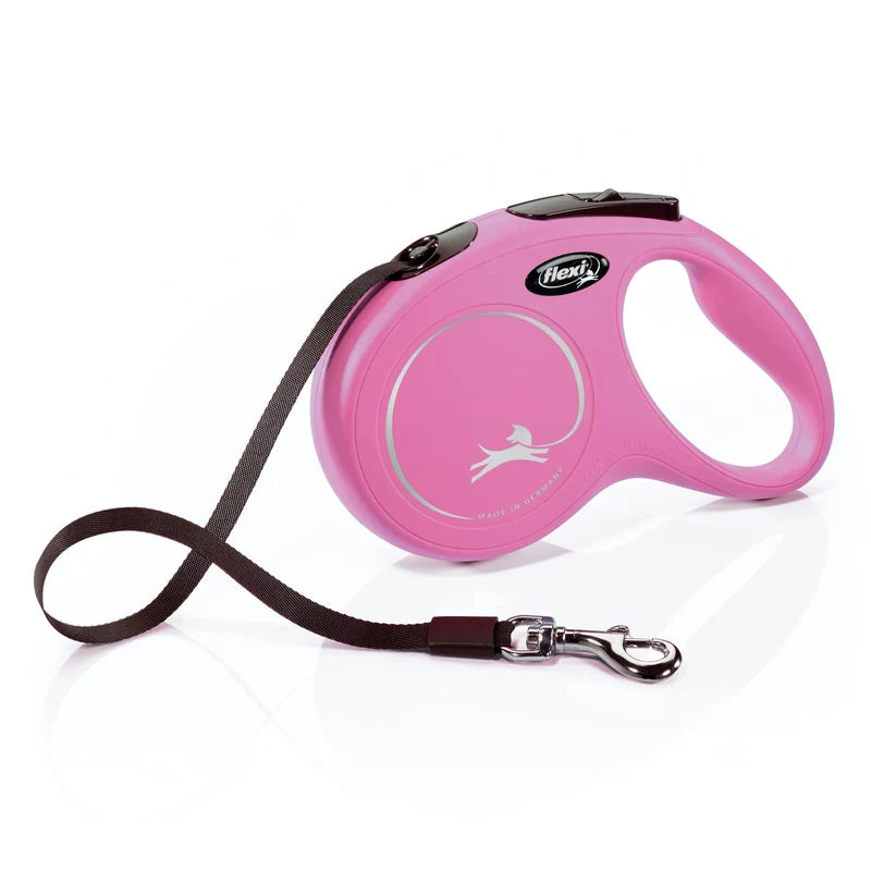 FLEXI New Classic Laisse Rétractable 16 pieds Rose pour Chiens Moyens jusqu'à 25 kg | Qualité Allemande