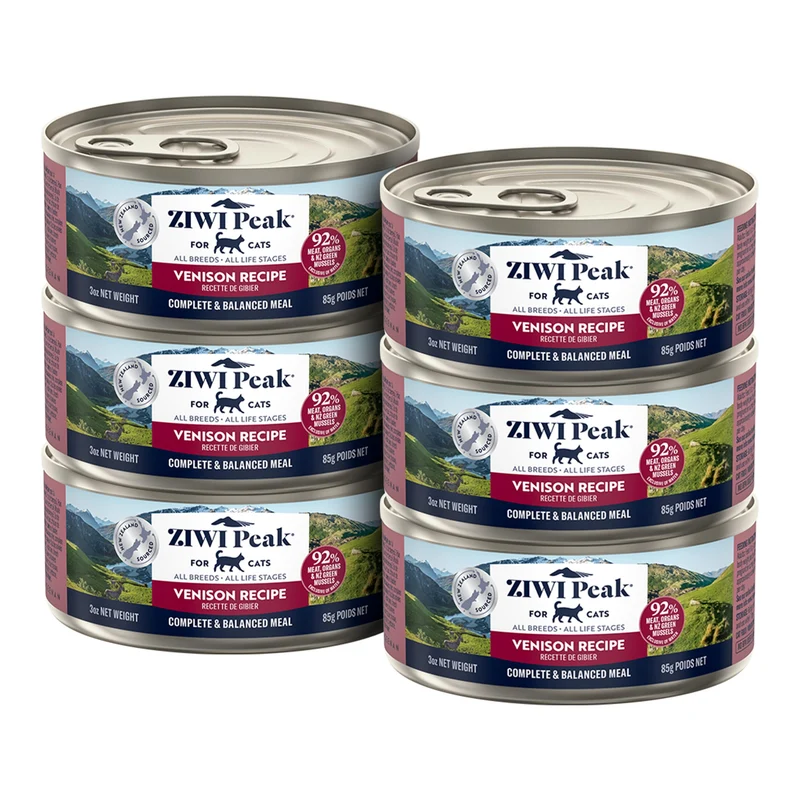 ZIWI Peak Pâté Humide pour Chat – Venaison, Sans Céréales, Ingrédients Limités avec Superaliments, Lot de 6 boîtes 85 g