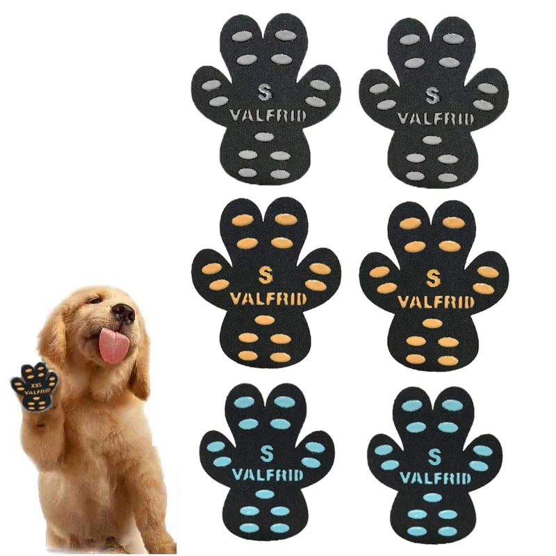 VALFRID Protège-pattes pour chien – Semelles antidérapantes, 15 ensembles (60 tampons), adhésif renforcé