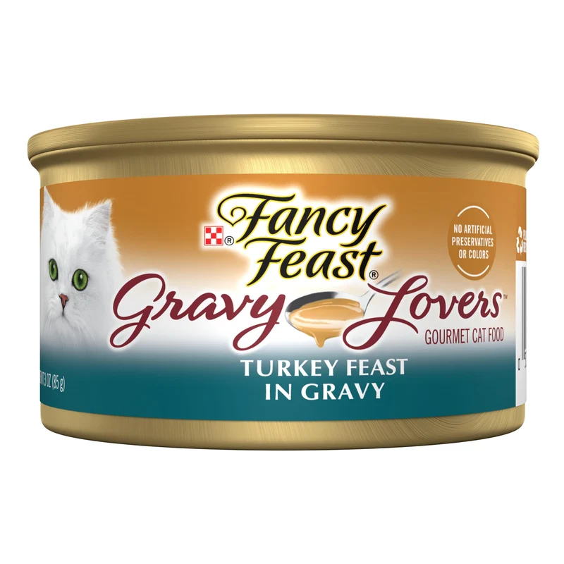 Fancy Feast Gravy Lovers Dinde – Pâtée en Sauce Gourmet pour Chat, Lot de 24 boîtes 3 oz