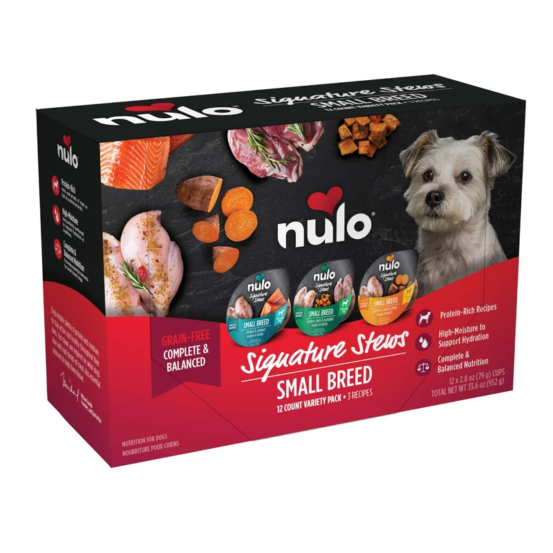 Nulo Signature Stews Variété Pack – Nourriture humide sans céréales pour petits chiens, 2,8 oz, lot de 12