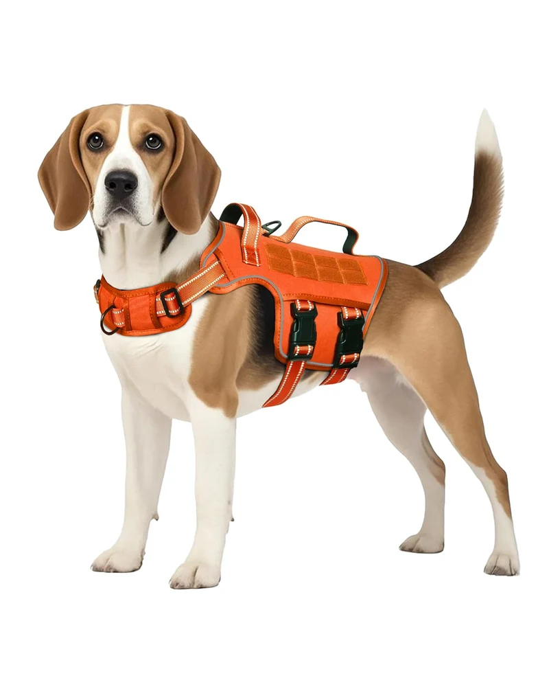 RunFido Harnais Chien Tactical Moyen – Anti-Traction, Poignée, Boucle Rapide, Molle et Reflet