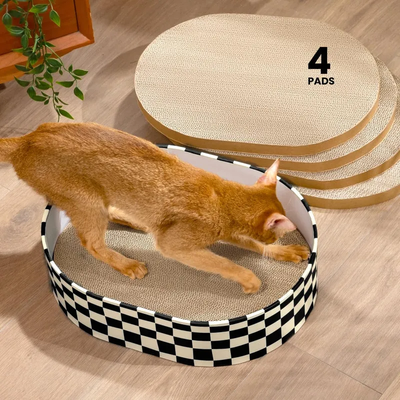 Conlun Boîte Grattoir pour Chats – 4 Tapis Réversibles, Carton Solide, Lit d’Intérieur