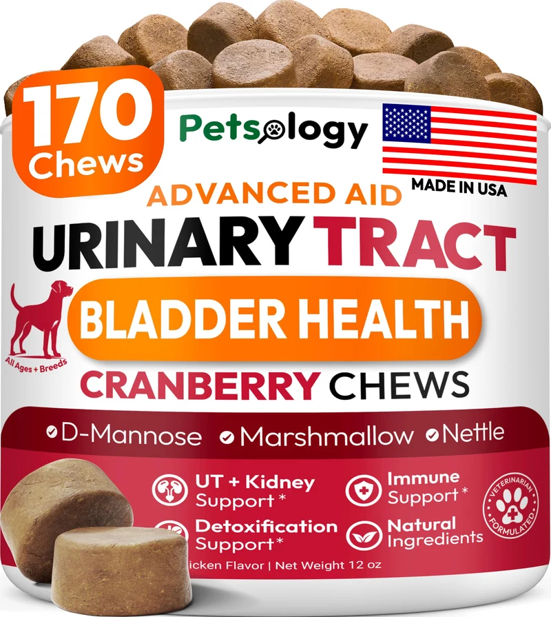Petsology – Traitement des infections urinaires pour chiens – 170 bouchées à la canneberge