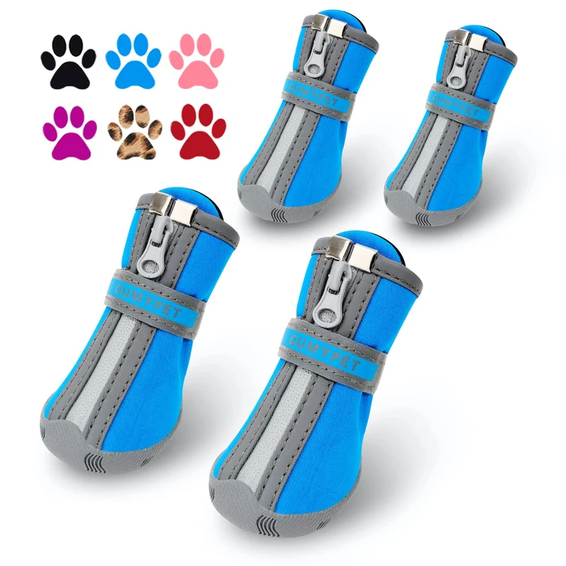 QUMY Bottes pour Petit Chien — Chaussures Imperméables Bleues, Semelles Antidérapantes, Taille 1