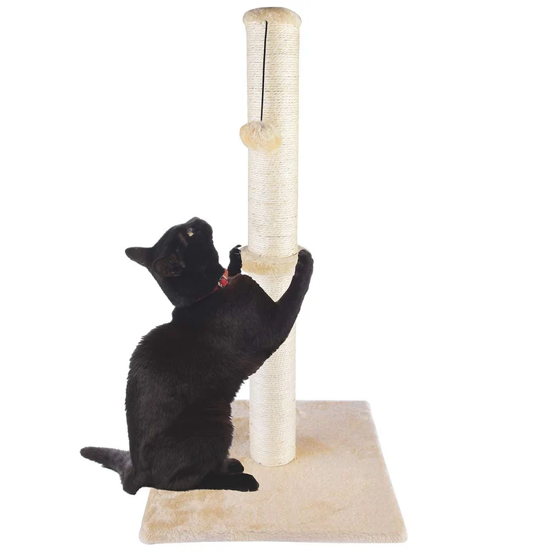 Dimaka - Poste Griffade Vertical 34 Pouces pour Chats — Sisal Naturel et Peluche Douce — Design Moderne et Stable
